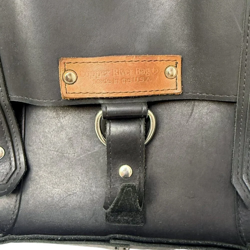 Copper River Bag Bolinas Voyager Laptop Briefcase Black Leather Large Messenger
